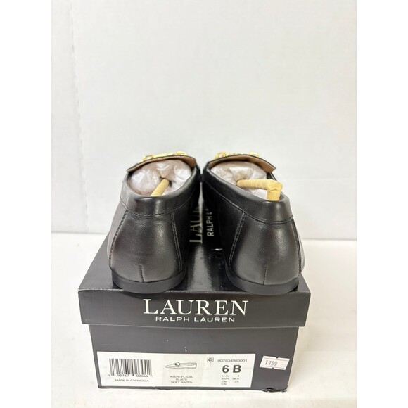 LAUREN Ralph Lauren Womens Averi Black Nappa Leather Slip On Loafer Black Sz 6B - Picture 3 of 6